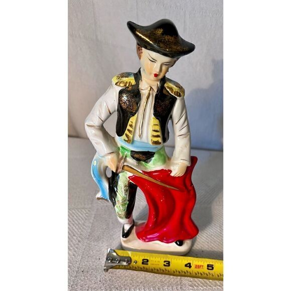 Vibrant Mid Century Bullfighter Figurine
Matador Statue With Sword & Red
Cape - Picture 11 of 12